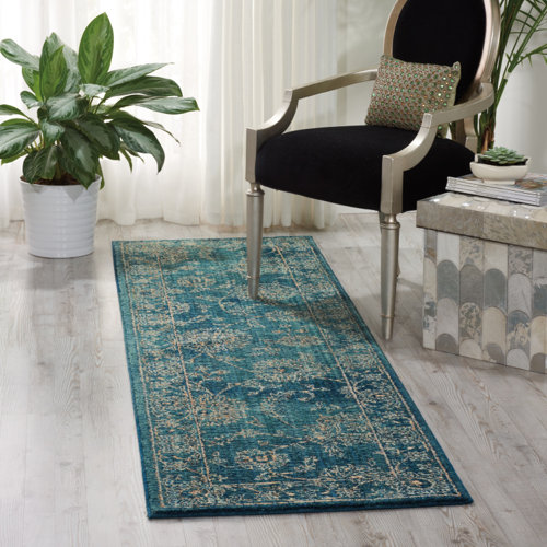 Bungalow Rose Blagdon Oriental Area Rug in Dark Teal & Reviews Wayfair